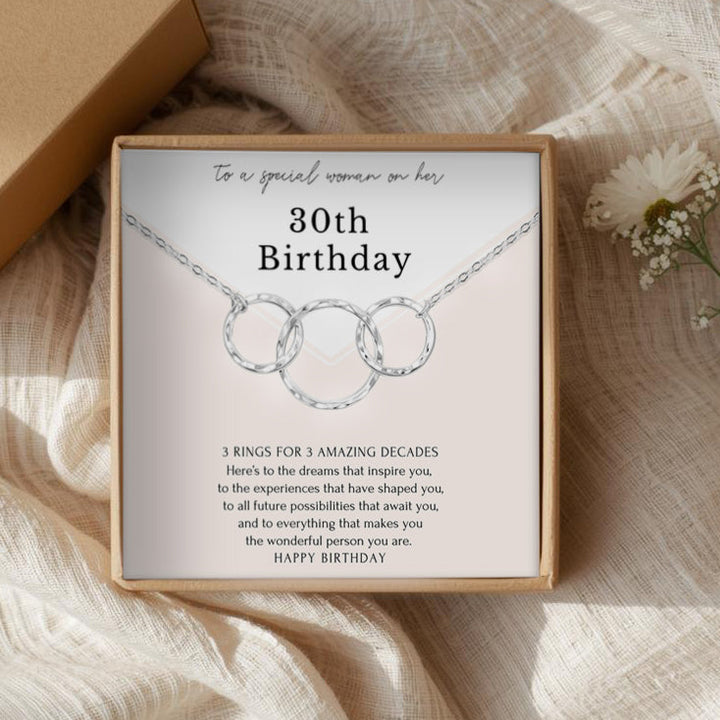Eternity Circles Sterling Silver Necklace - 30th Birthday