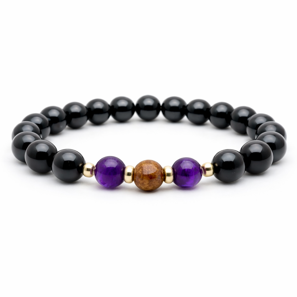 Stability and Serenity - Black Tourmaline and Petrified Wood