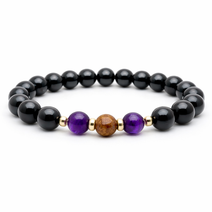 Stability and Serenity - Black Tourmaline and Petrified Wood