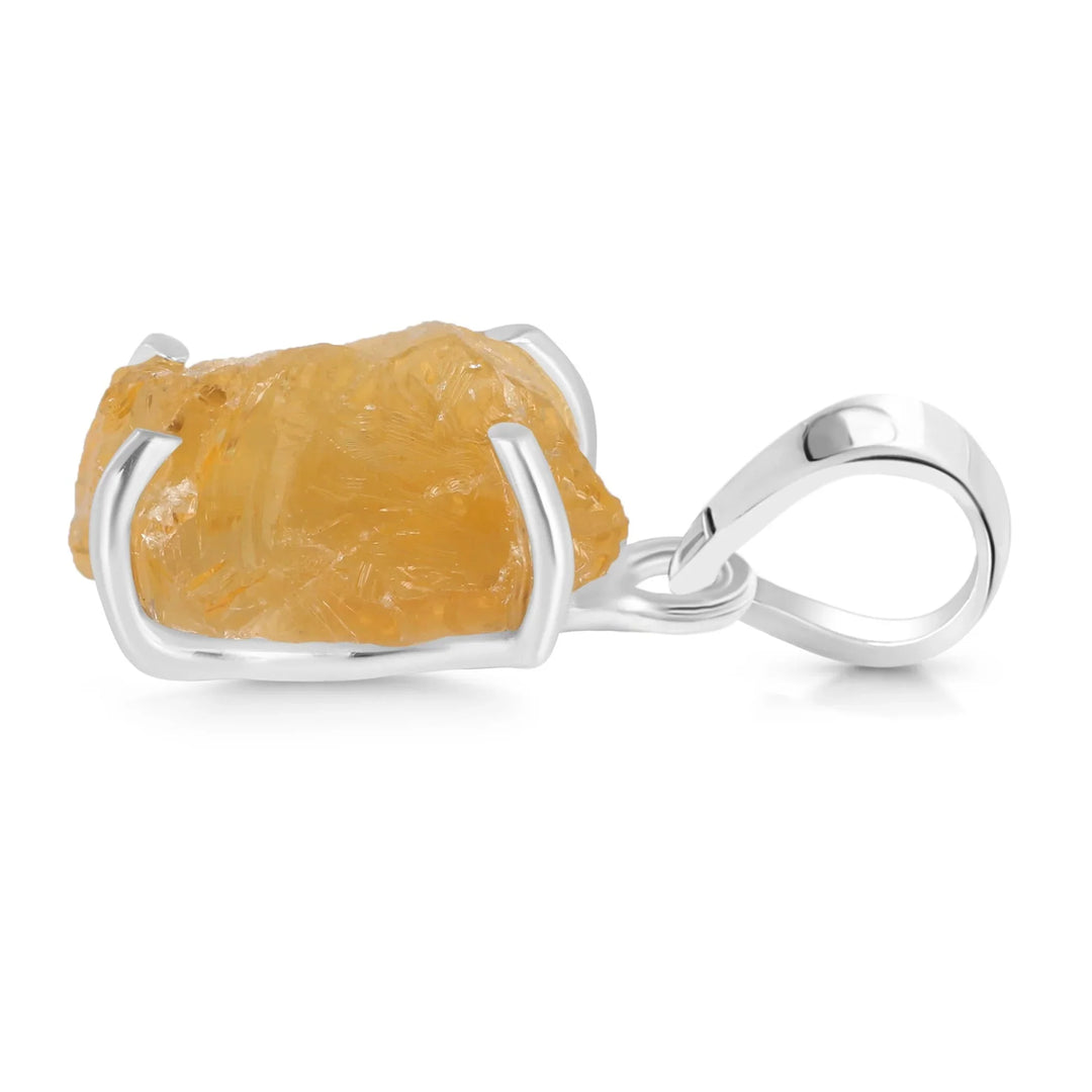 Raw Citrine Sterling Silver Necklace