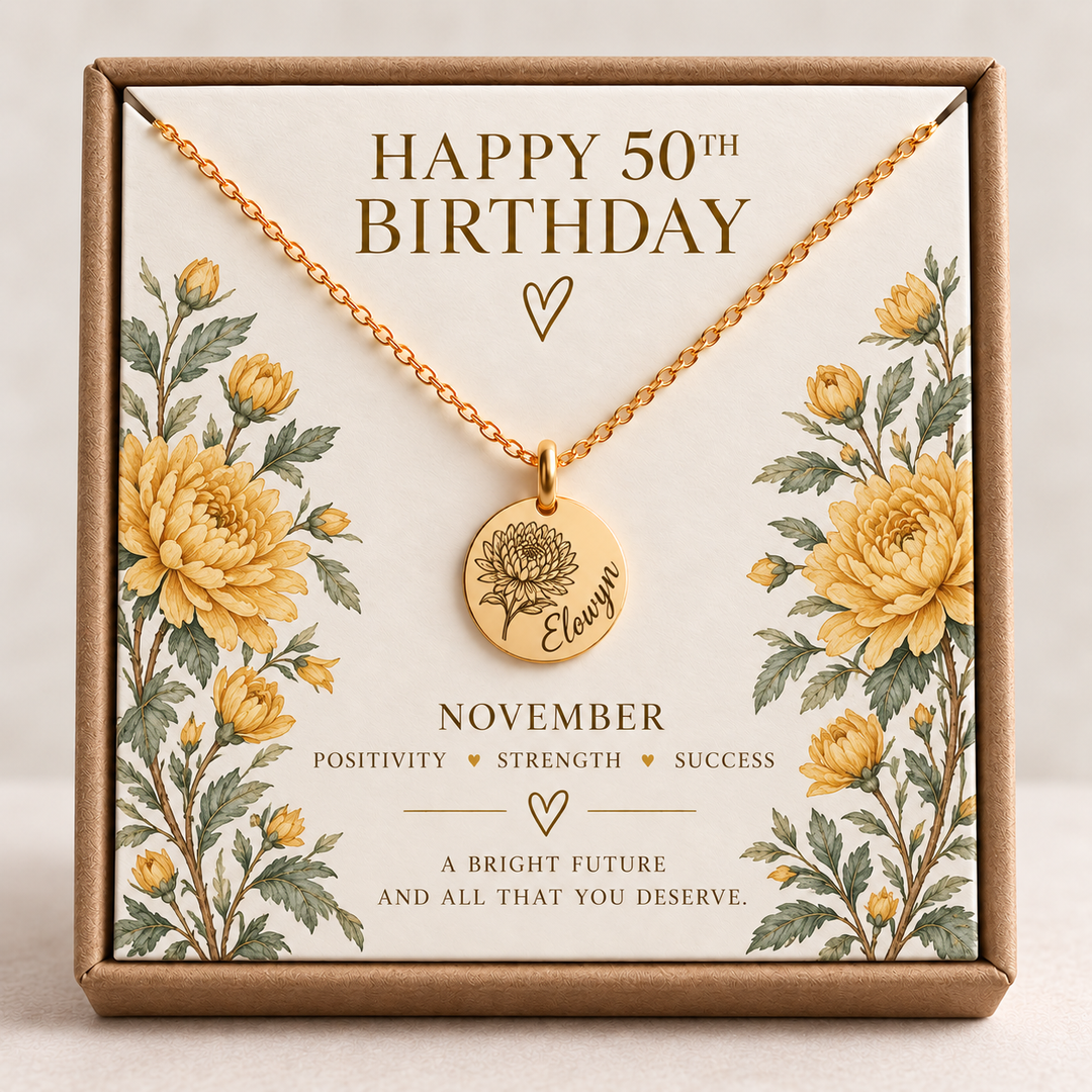 Personalised 18th Birthday Birth Flower Necklace