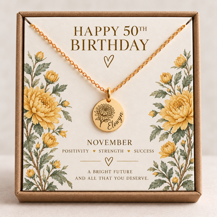 Personalised 18th Birthday Birth Flower Necklace