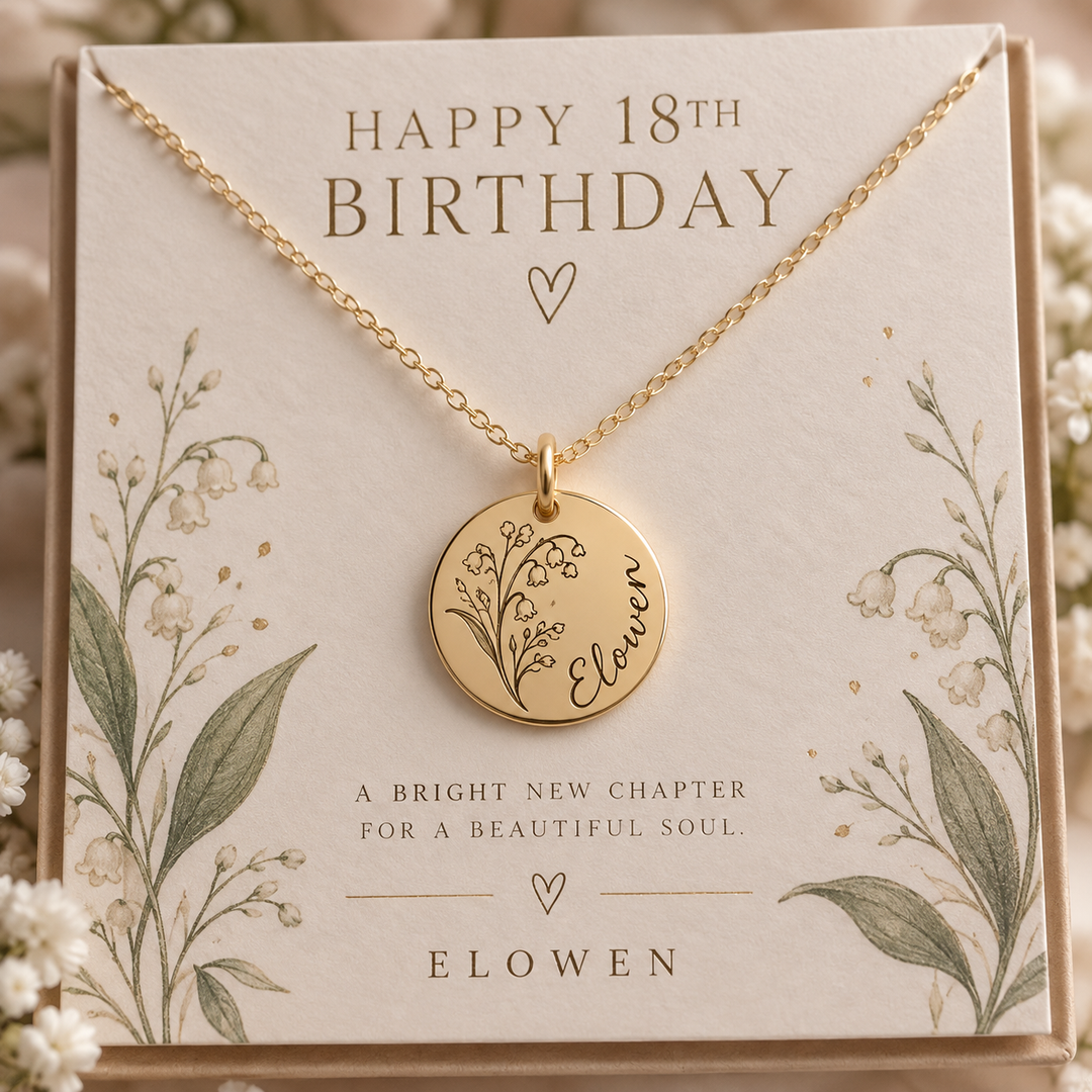 Personalised 18th Birthday Birth Flower Necklace
