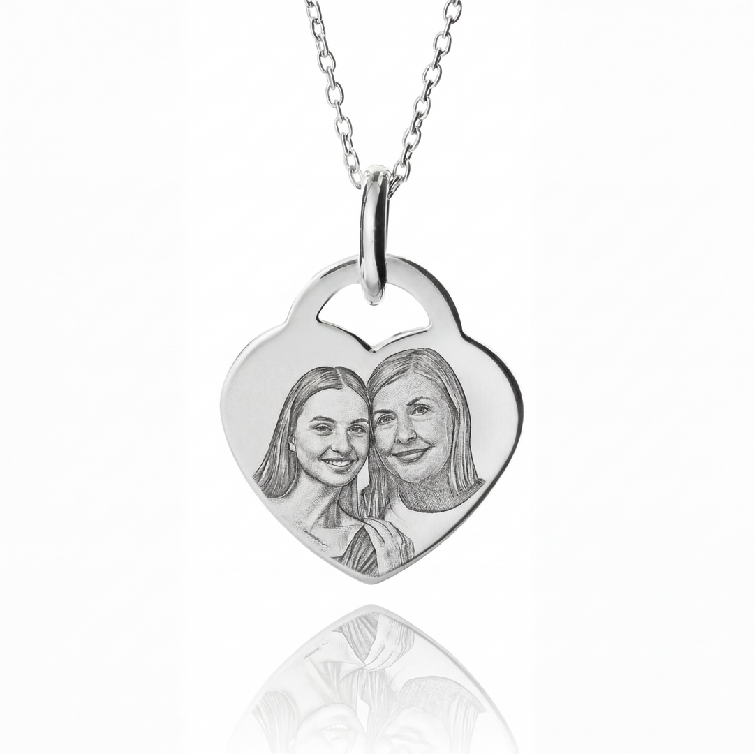 Engraved Photo Heart Necklace