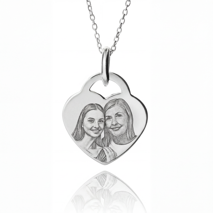 Engraved Photo Heart Necklace