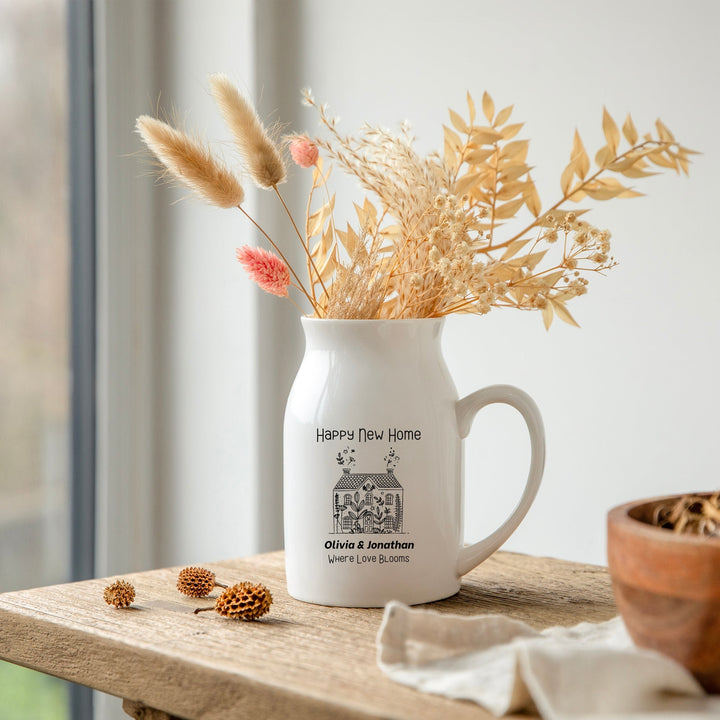 Personalised Where Love Blooms New Home Flower Vase Gift