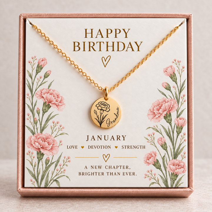 Personalised 18th Birthday Birth Flower Necklace