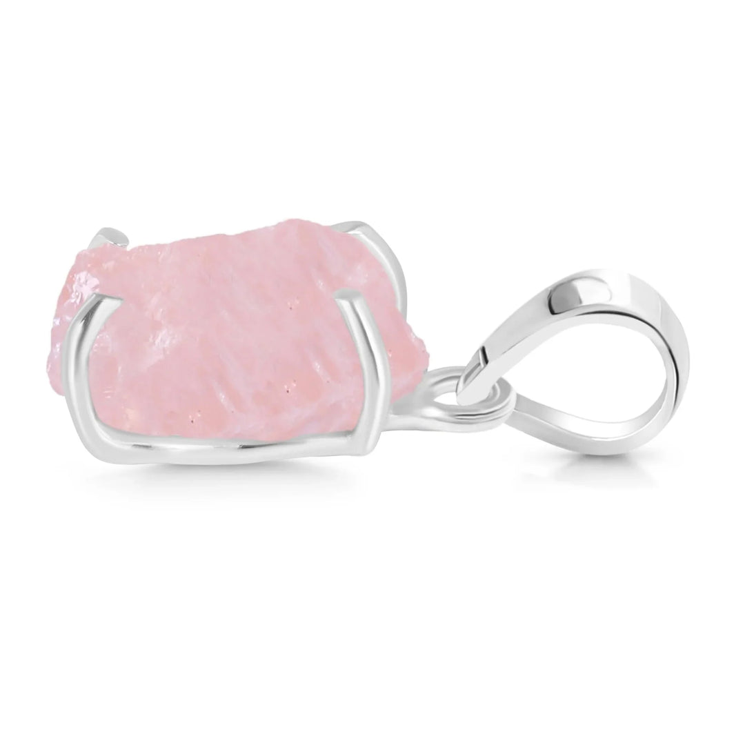 Raw Rose Quartz Sterling Silver Necklace