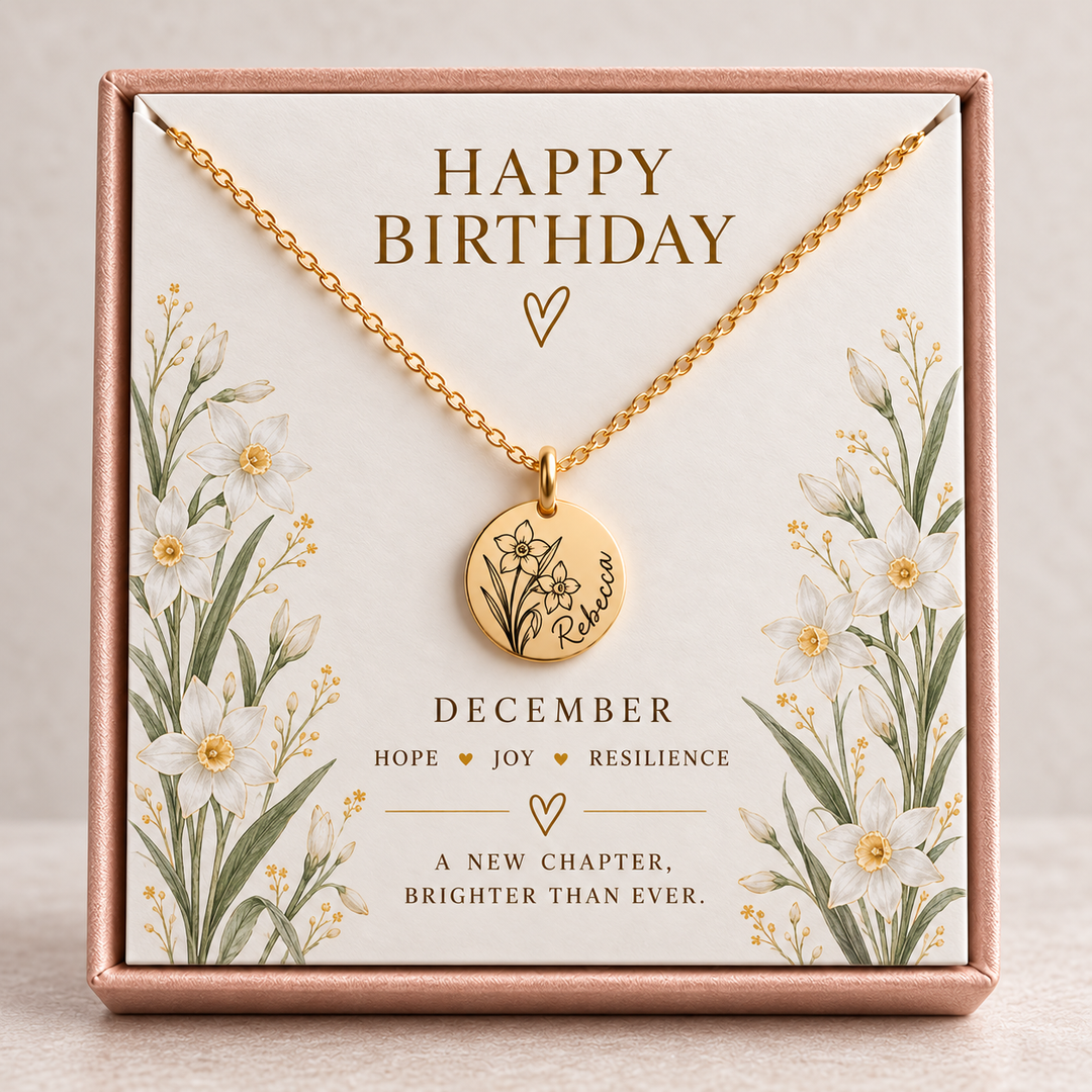 Personalised 18th Birthday Birth Flower Necklace