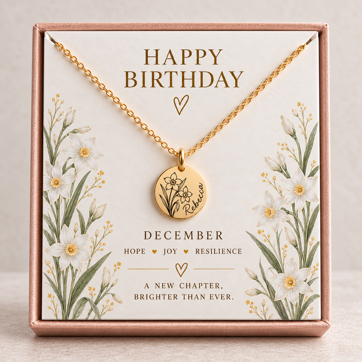 Personalised 18th Birthday Birth Flower Necklace