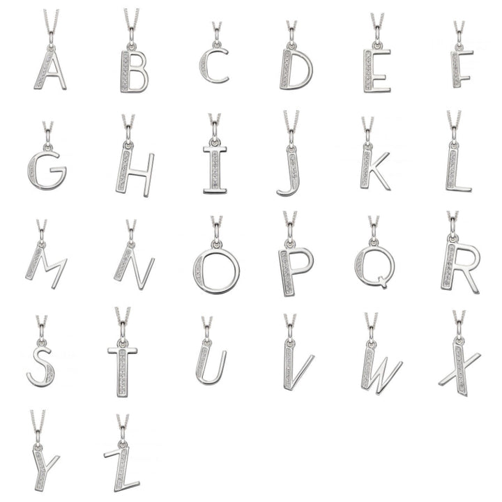 Custom Silver Birthstone Necklace with Initial Letter - Djuna Studios