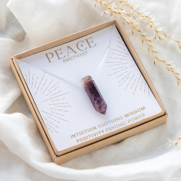 Amethyst Point Crystal Necklace for Peace - Djuna Studios