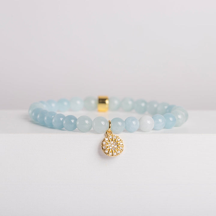 Aquamarine Bracelet with Celestial Charm - Djuna Studios