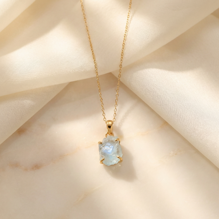 Raw Aquamarine Gold Filled Necklace