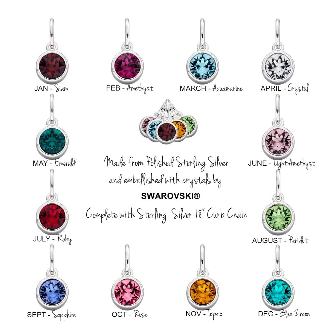 Custom Silver Birthstone Necklace with Initial Letter - Djuna Studios