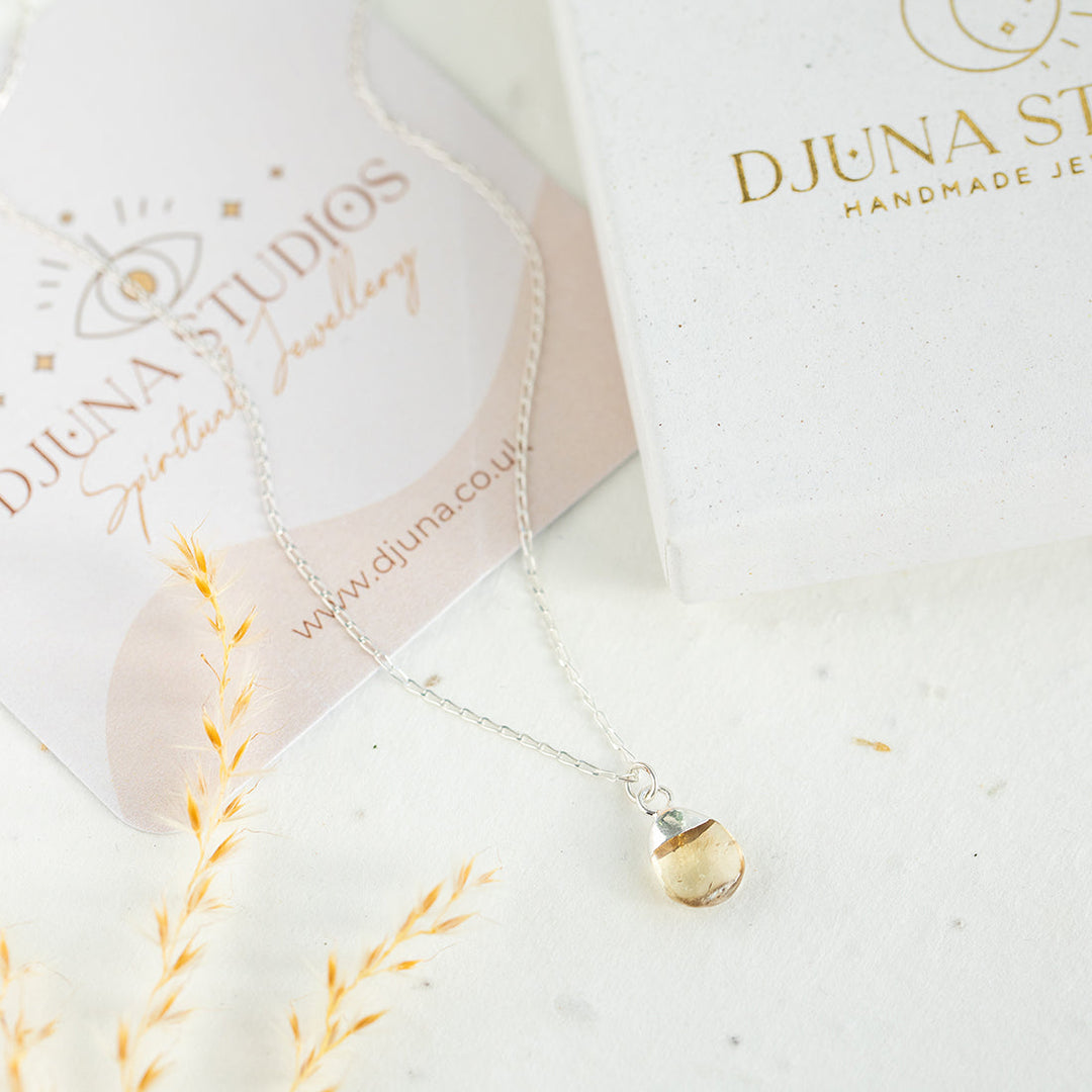 Tiny Teardrop Citrine Necklace - Djuna Studios