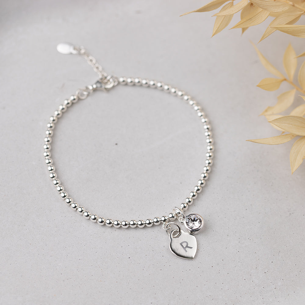 Personalised April Birthstone Bracelet - Crystal - Djuna Studios