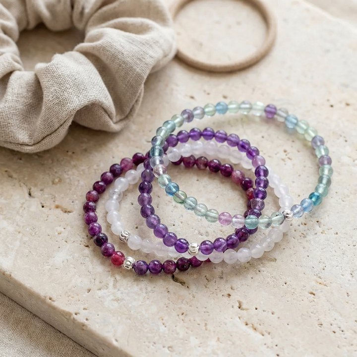 Crown Chakra Bracelet Set – Crystal Bracelets for Clarity & Connection