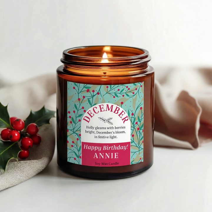 December Birth Month Candle – Personalised Birthday Gift