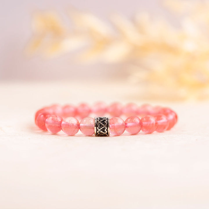 Cherry Quartz Gemstone Bracelet 8mm - Djuna Studios