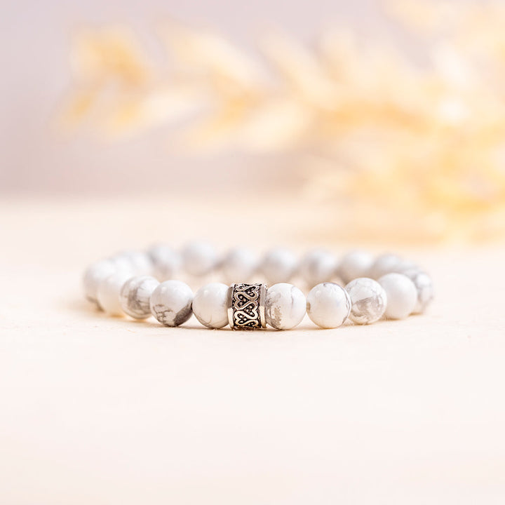 White Howlite Gemstone Bracelet 8mm - Djuna Studios