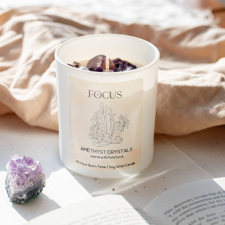 Amethyst Crystal Candle – Focus, Mental Clarity & Relaxation