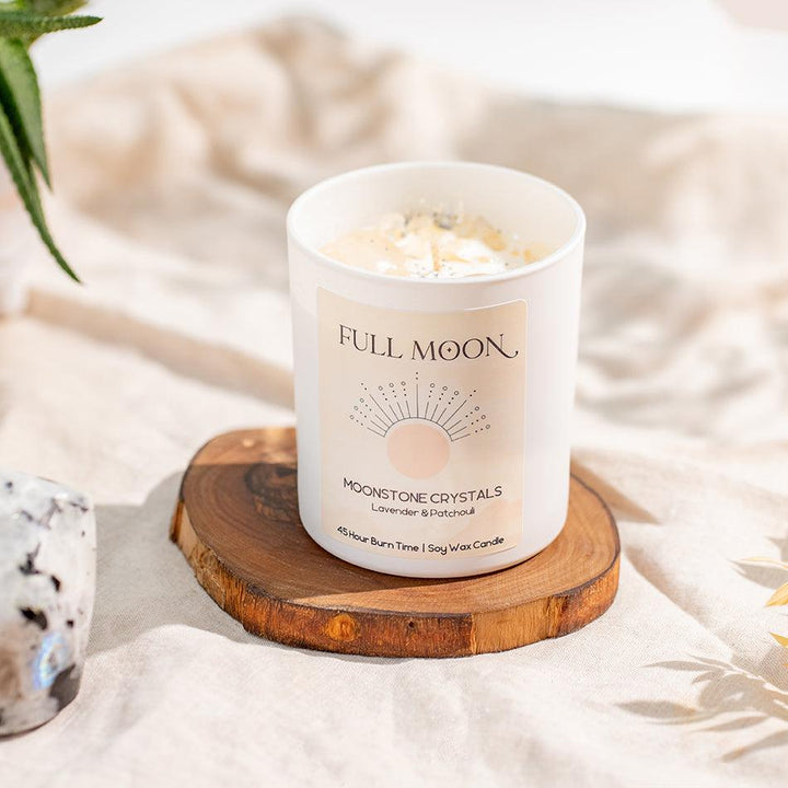 Moonstone Crystal Candle – Intuition & New Beginnings