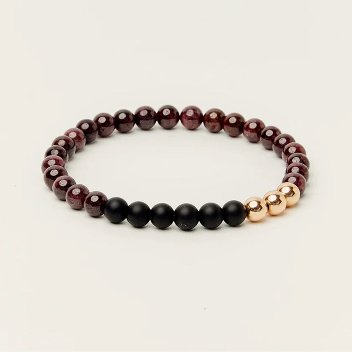 Bold Passion Garnet & Matte Onyx Bead Bracelet 6mm - Djuna Studios