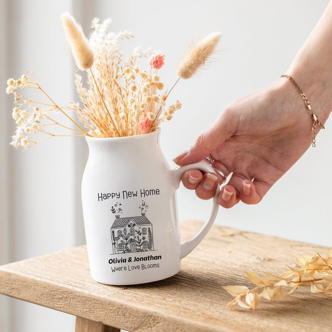 Personalised Where Love Blooms New Home Flower Vase Gift
