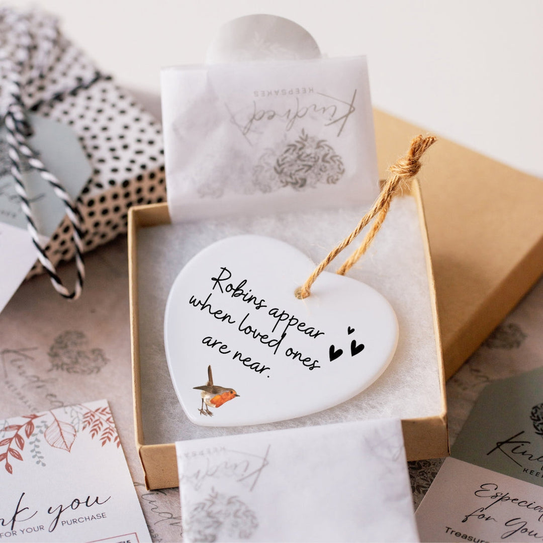 Robins Appear When Loved Ones Are Near Heart Ornament