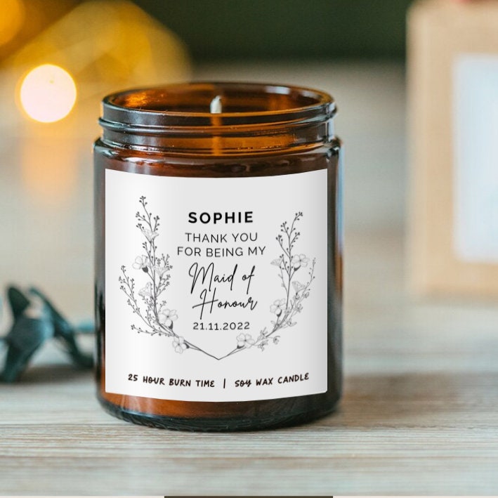 Maid of Honour Candle Thank You Candle Gift