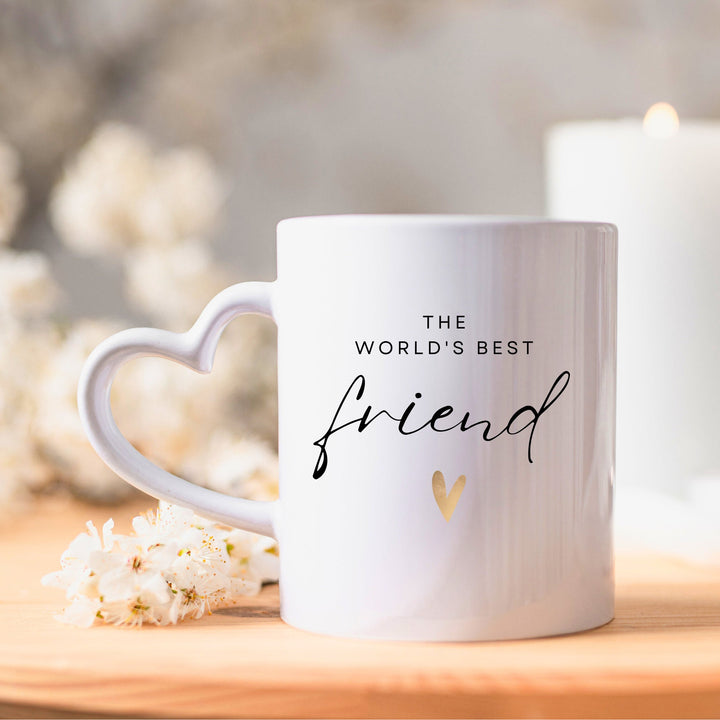 Best Friend Gift Mug With Heart Handle & Gold Heart