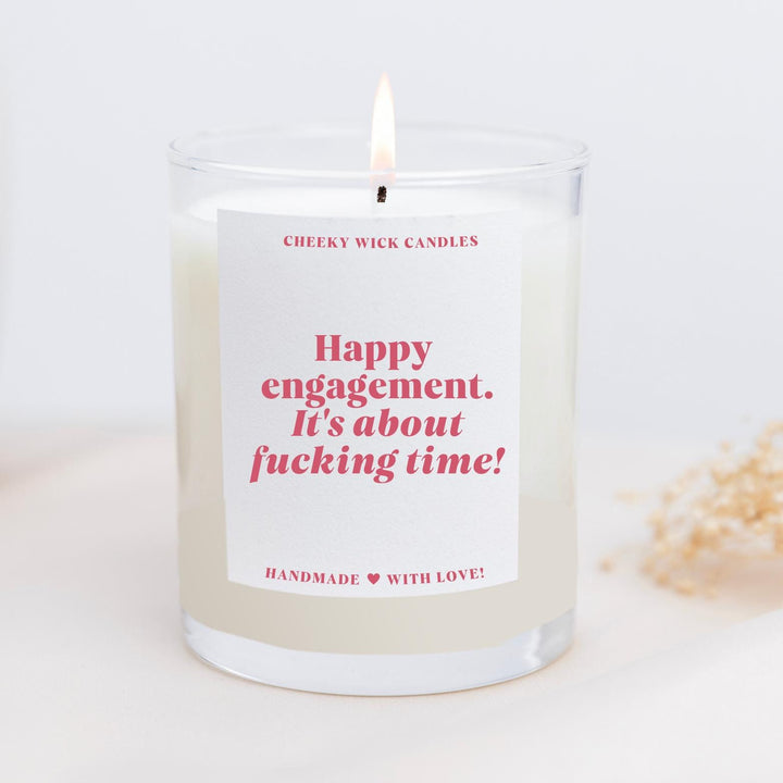Happy Engagement It's About F*cking Time Candle Gift
