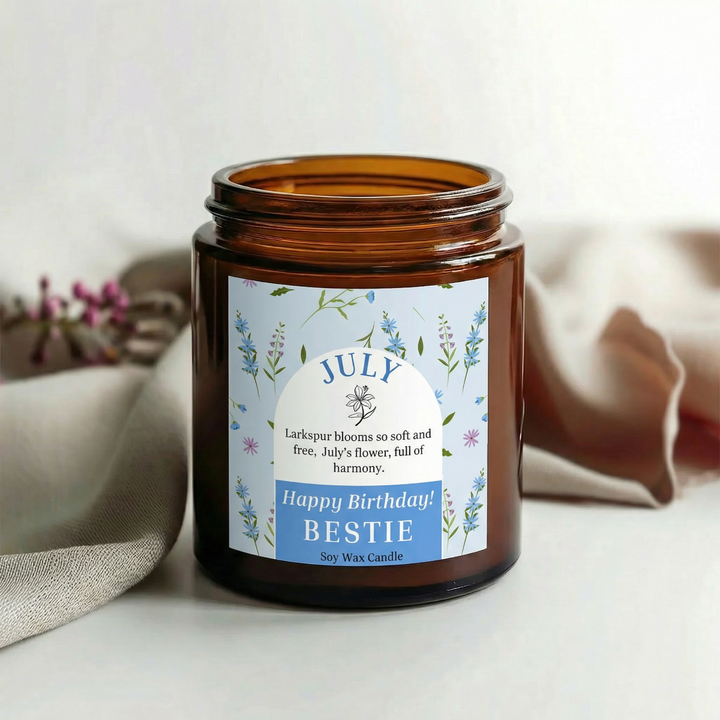 July Birth Month Candle – Personalised Birthday Gift