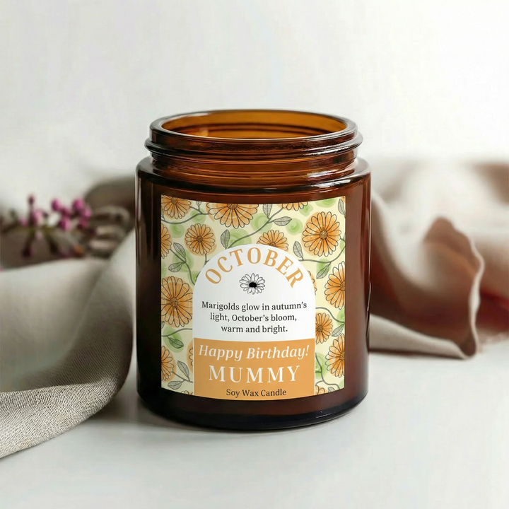 October Birth Month Candle – Personalised Birthday Gift