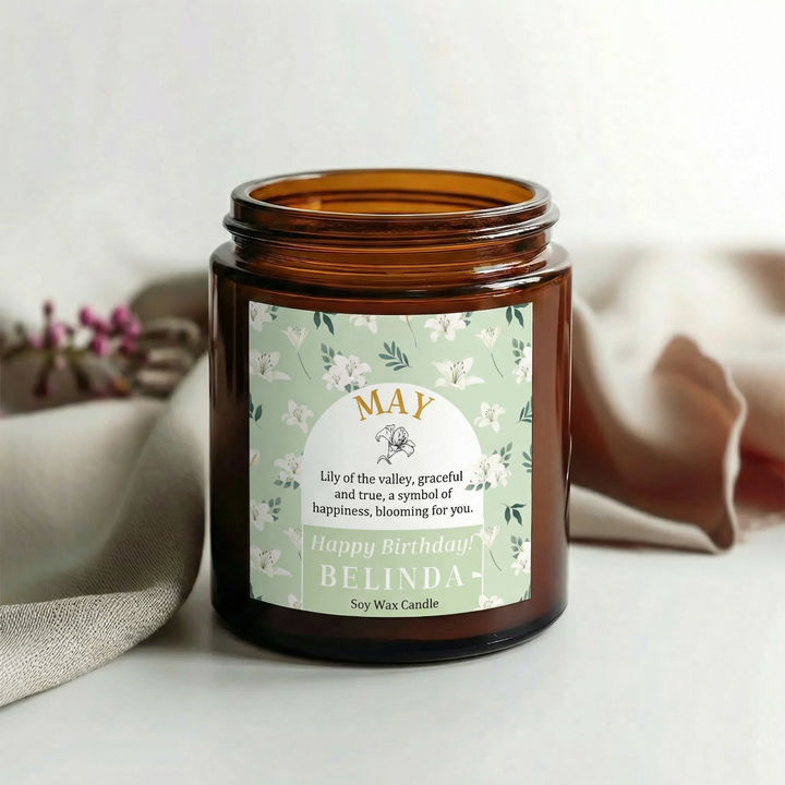 May Birth Month Candle – Personalised Birthday Gift