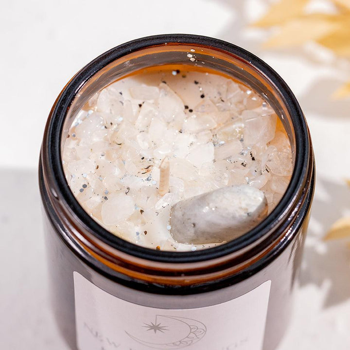Moonstone Crystal Candle – New Beginnings & Intuition