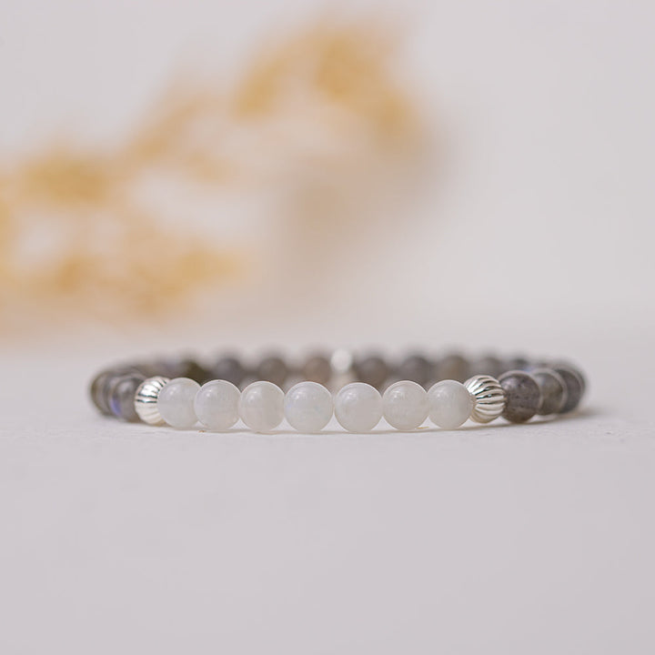 Rainbow Moonstone and Labradorite Bracelet 6mm - Djuna Studios