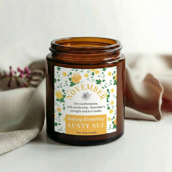 November Birth Month Candle – Personalised Birthday Gift