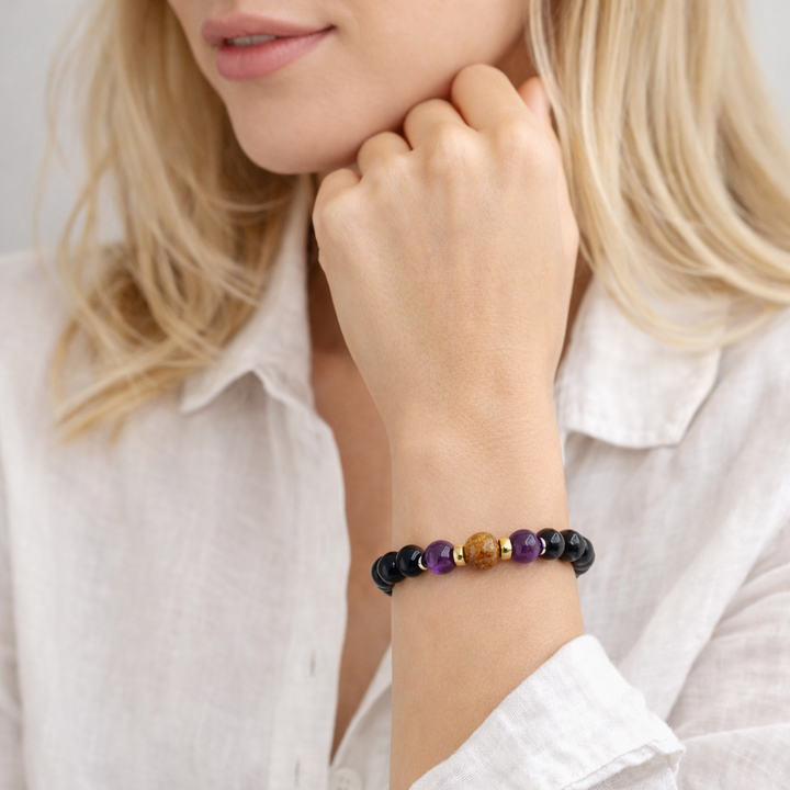 Stability and Serenity - Black Tourmaline and Petrified Wood