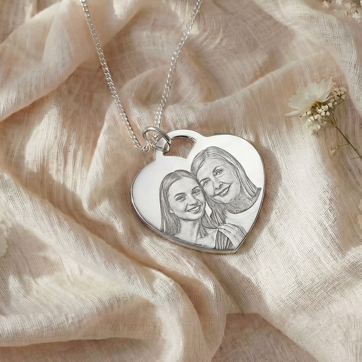 Engraved Photo Heart Necklace