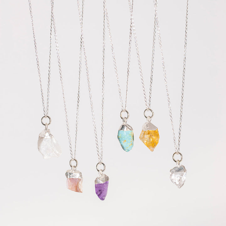 Raw Quartz Necklace Silver Dipped - Djuna Studios