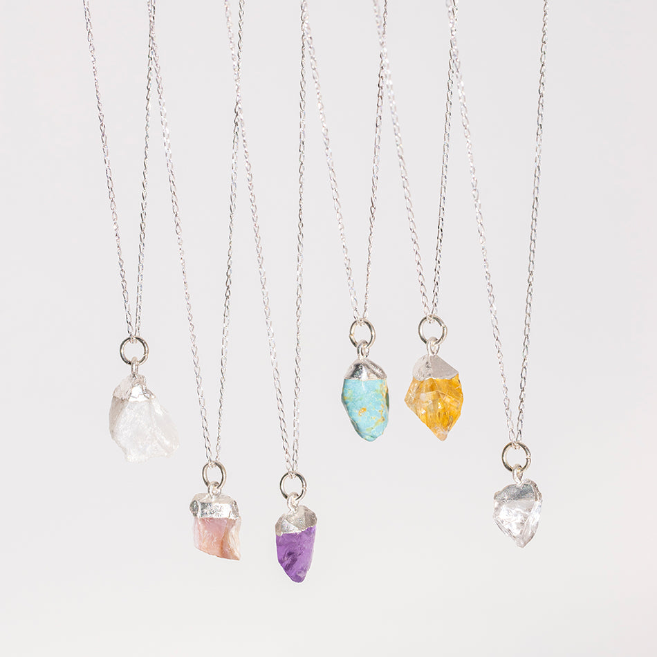 Raw Citrine Necklace Dipped in Silver - Djuna Studios