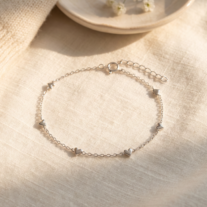 Sterling Silver Multi Heart Bracelet