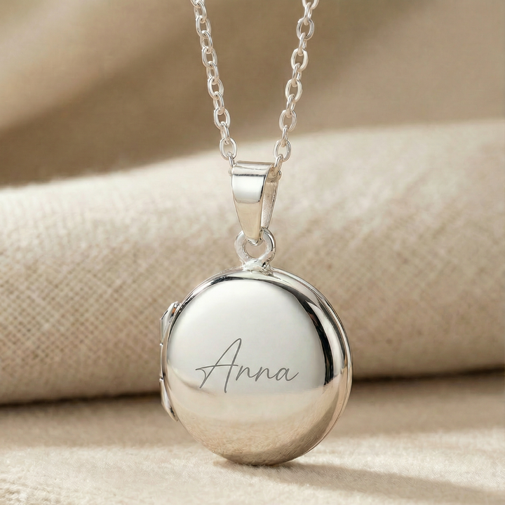 Engraved Name Sterling Silver Round Locket