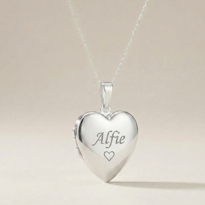 Engraved Name Sterling Silver Heart Locket