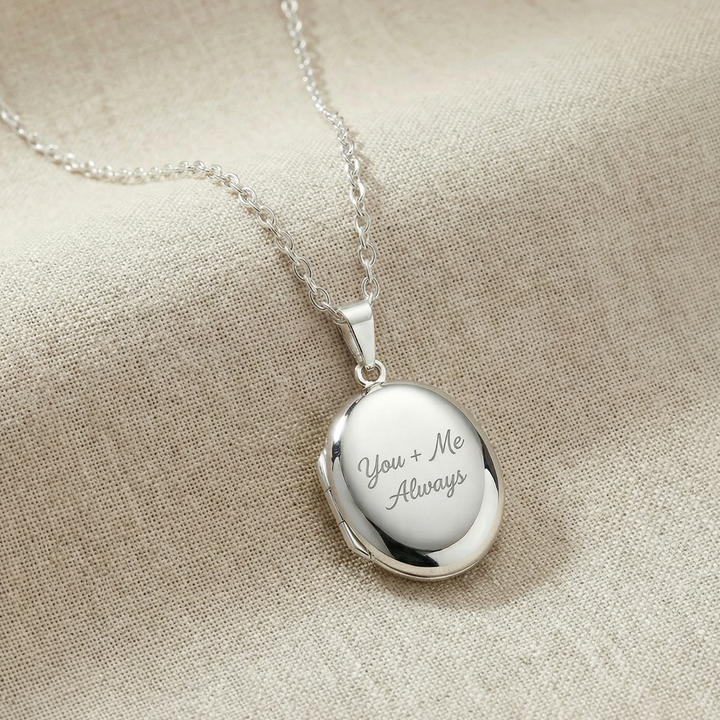 Sterling Silver Engraved Oval Locket