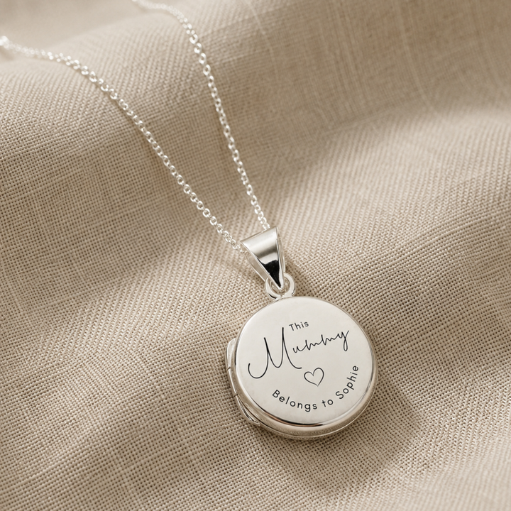 Sterling Silver Engraved Round Locket - Belongs To...