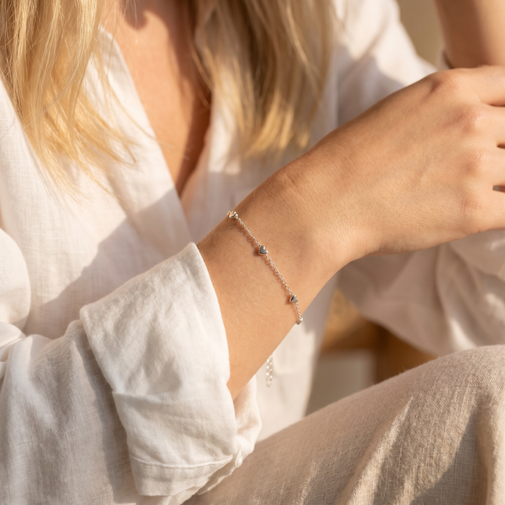 Sterling Silver Multi Heart Bracelet