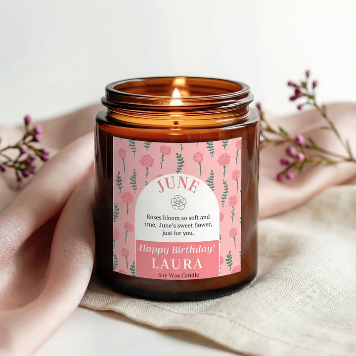 June Birth Month Candle – Personalised Birthday Gift